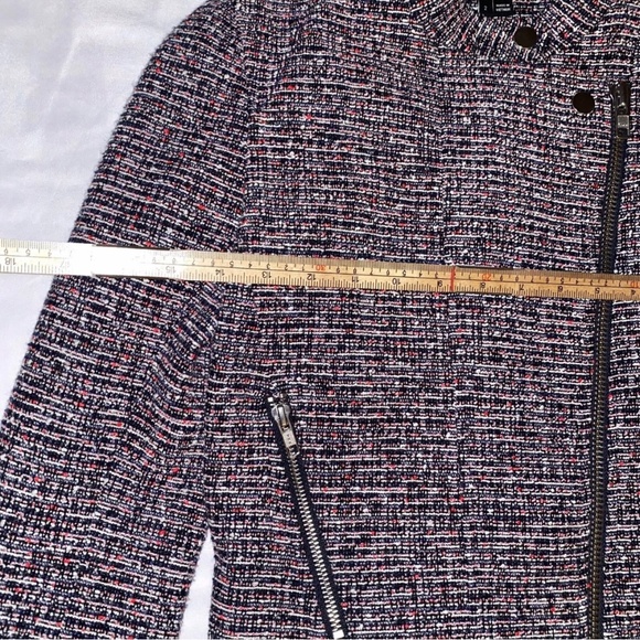 Theory - Kinde - Tweed Asymmetrical Front-Zip Moto Jacket - Size 2 - Picture 8 of 12